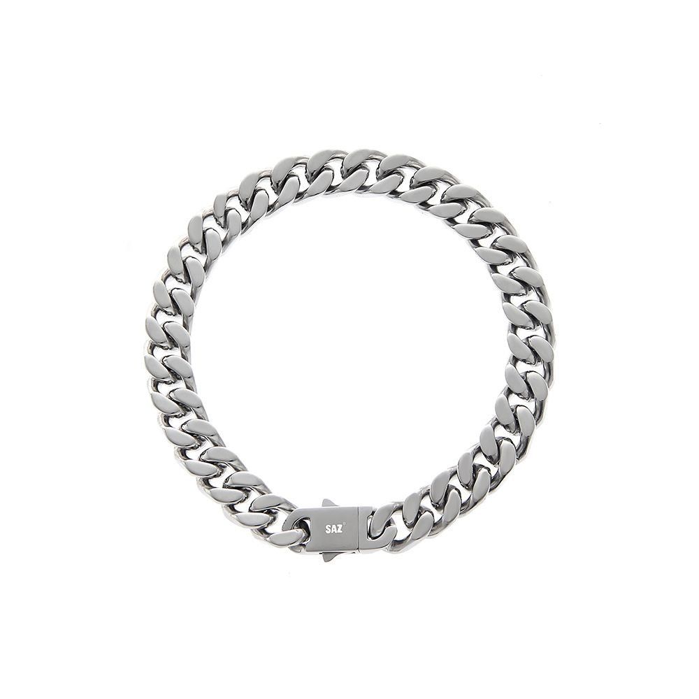 Jewelry × Vintage Fashion Men's Hip Hop Silver Titanium Steel Bracelet Size ONE SIZE - 1 Thumbnail