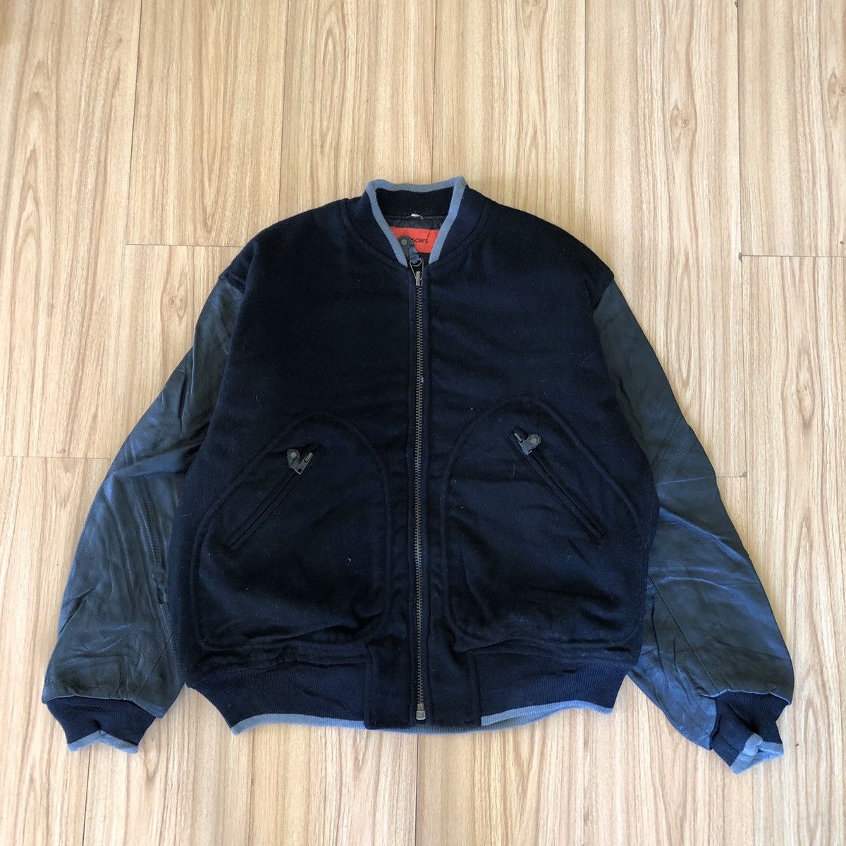 PERSON'S 🔥RARE PERSON'S VARSITY BOMBER JACKET LEATHER SLEEVE Size US XL / EU 56 / 4 - 4 Thumbnail
