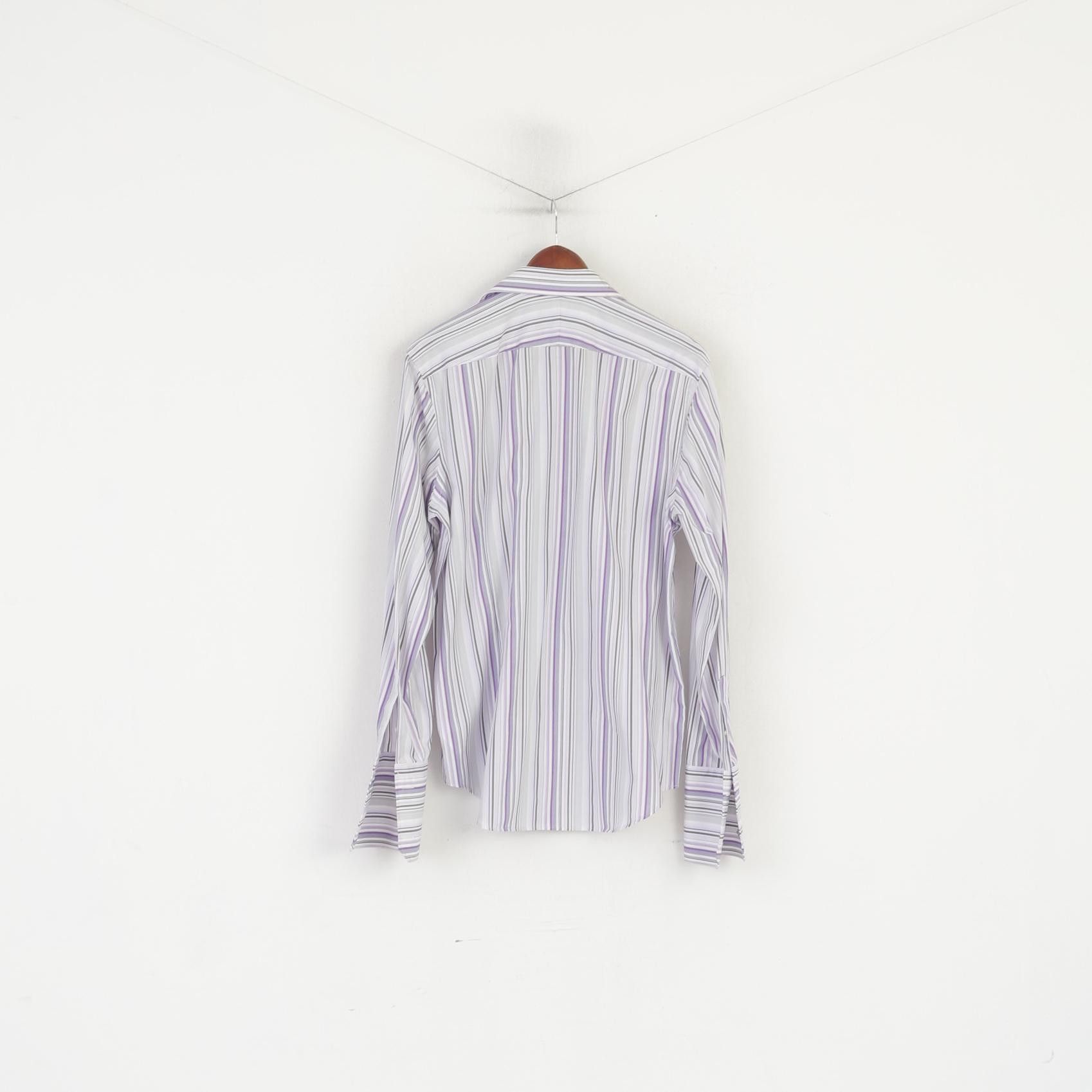 Jeff Banks Jeff Banks Men 16 41 M Formal Shirt Purple Striped 8665 Size US M / EU 48-50 / 2 - 6 Thumbnail