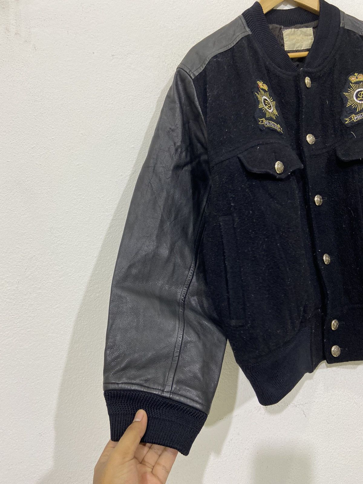 Vintage Vintage Japanese Pou Dou Dou Leather Wool Varsity Jacket Size US L / EU 52-54 / 3 - 2 Thumbnail