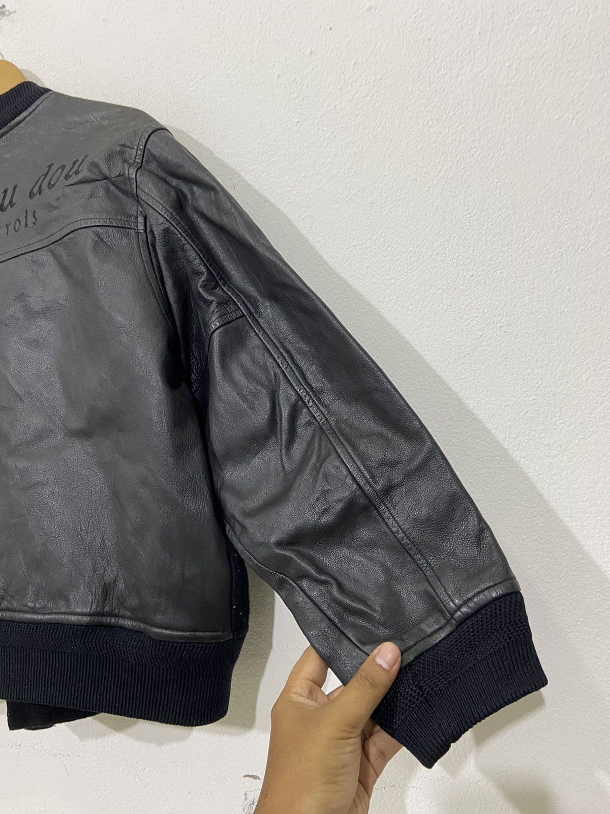 Vintage Vintage Japanese Pou Dou Dou Leather Wool Varsity Jacket Size US L / EU 52-54 / 3 - 8 Thumbnail