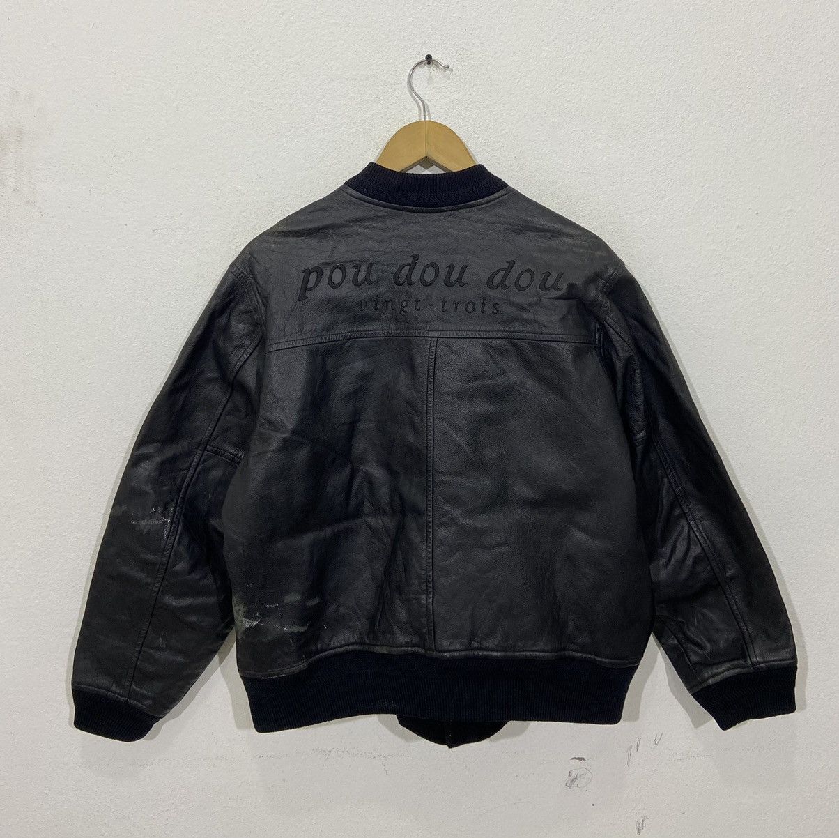 Vintage Vintage Japanese Pou Dou Dou Leather Wool Varsity Jacket Size US L / EU 52-54 / 3 - 5 Thumbnail