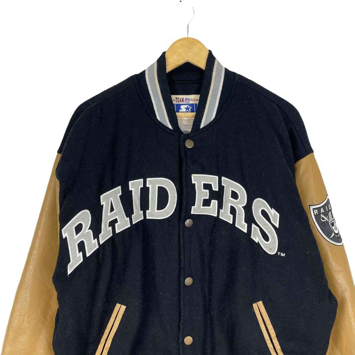 Starter ☀️LAS VEGAS RAIDERS VARSITY LEATHER JACKET Size US M / EU 48-50 / 2 - 2 Thumbnail