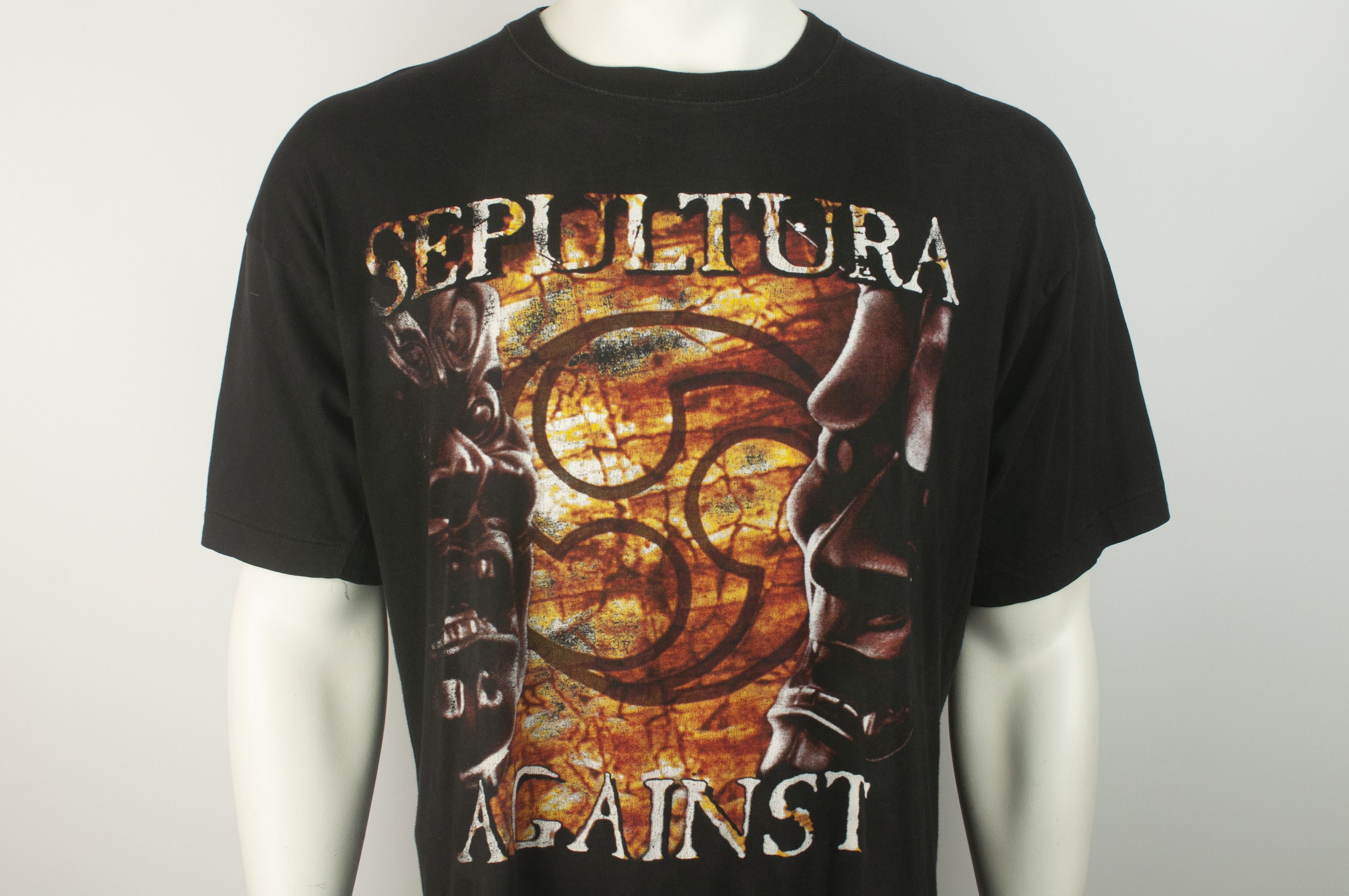 Vintage 1998 Sepultura Against Tour Band Graphic Tee Shirt
