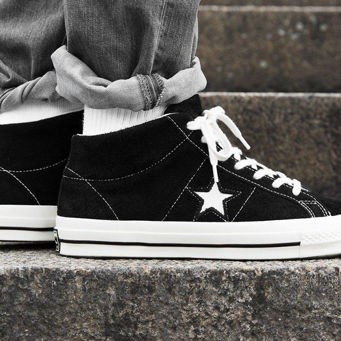 Converse CONVERSE ONE STAR MID BLACK SUEDE ORIGINAL LABEL Grailed