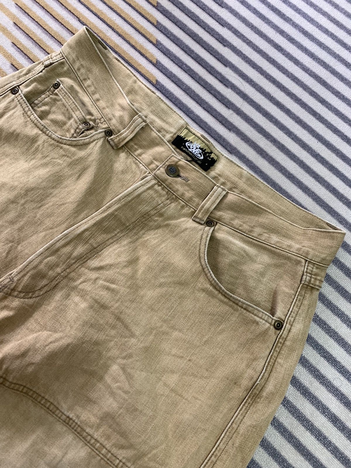 Japanese Brand PNB Nation Clothing double knees natural faded Size US 34 / EU 50 - 4 Thumbnail