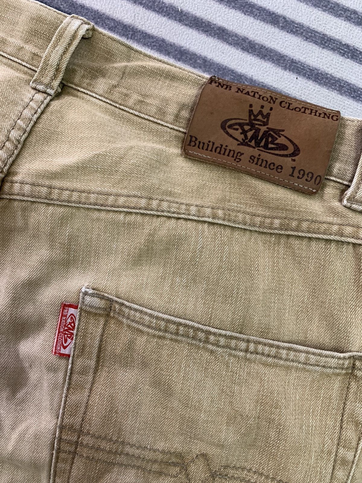 Japanese Brand PNB Nation Clothing double knees natural faded Size US 34 / EU 50 - 12 Thumbnail