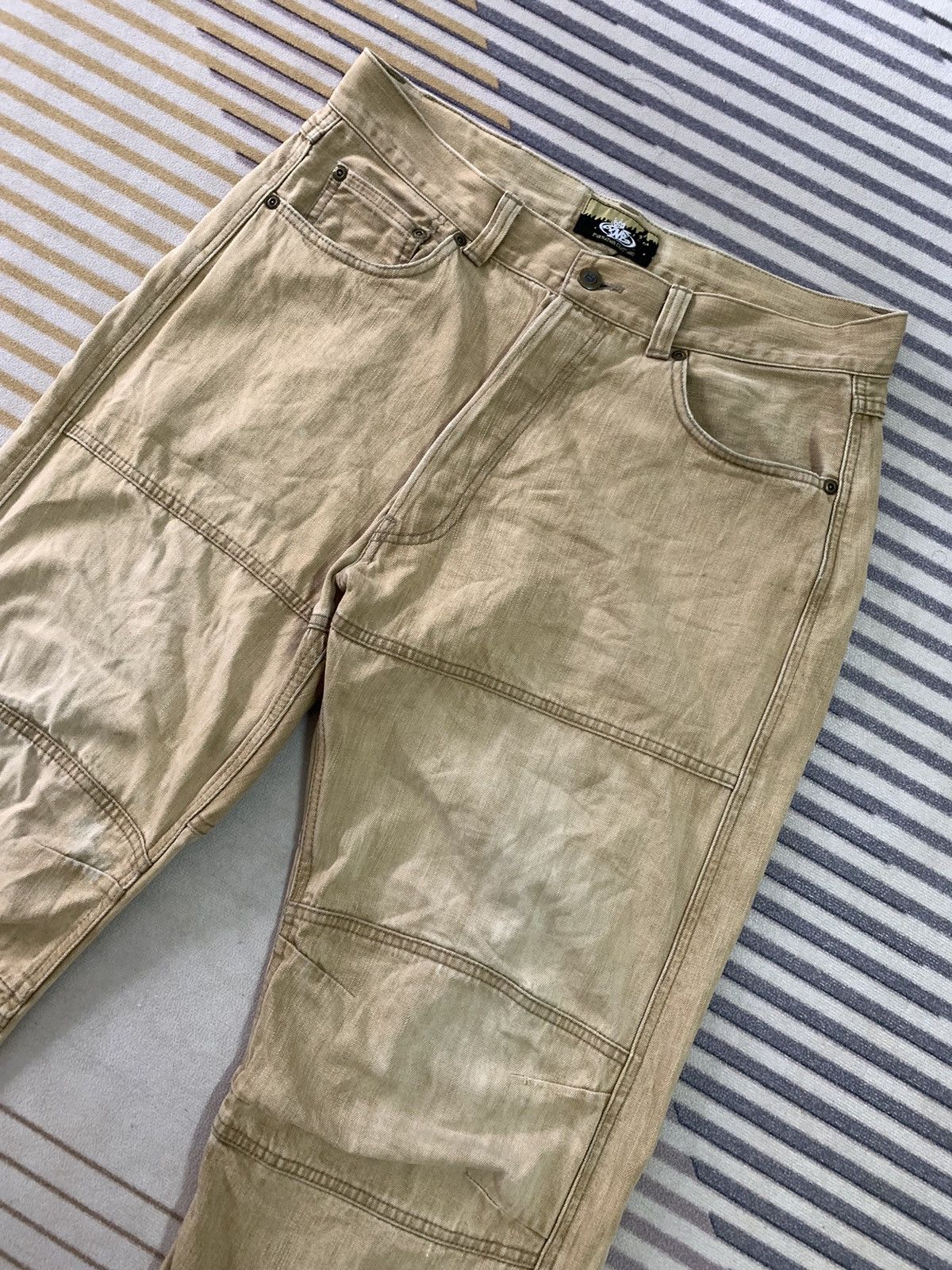 Japanese Brand PNB Nation Clothing double knees natural faded Size US 34 / EU 50 - 3 Thumbnail