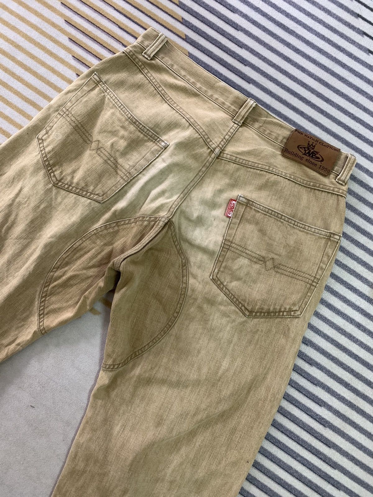 Japanese Brand PNB Nation Clothing double knees natural faded Size US 34 / EU 50 - 11 Thumbnail