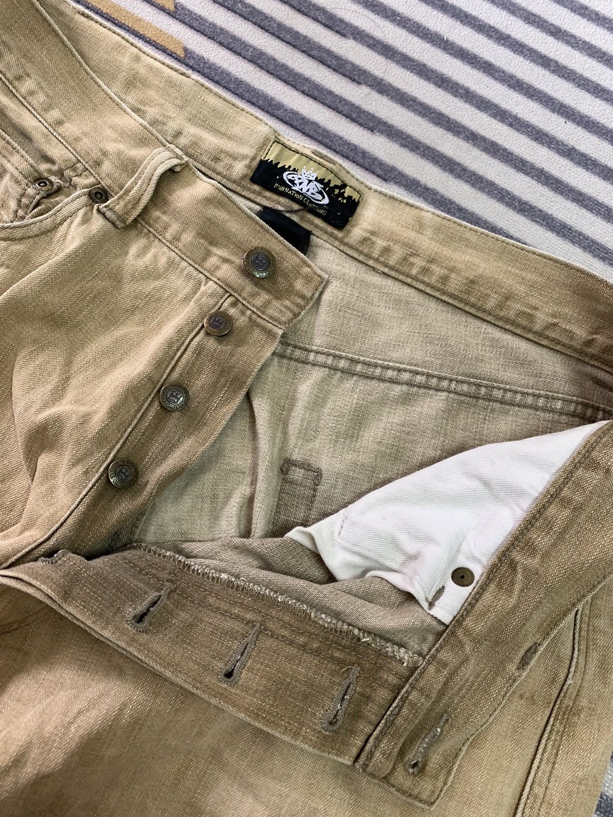 Japanese Brand PNB Nation Clothing double knees natural faded Size US 34 / EU 50 - 9 Thumbnail