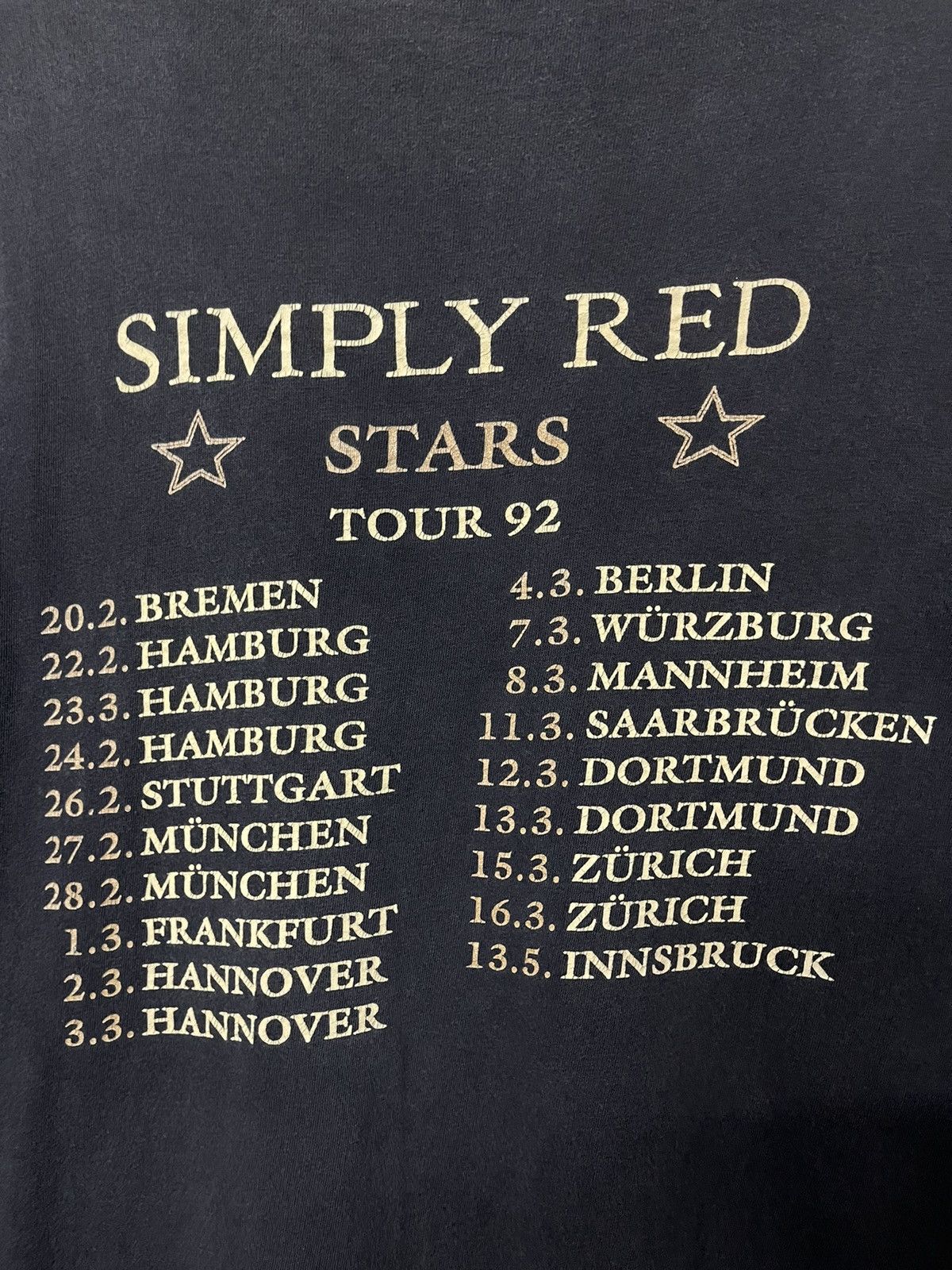 Band Tees Thrashed Vintage 90s Simply Red Tour Distressed Europe Tees Size US L / EU 52-54 / 3 - 10 Thumbnail