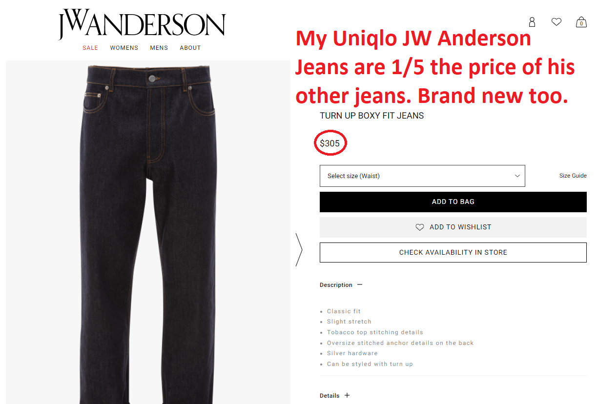 JW Anderson × Uniqlo Size 32 Dark Blue J.W. Anderson Jeans Bootcut Denim Pants Size US 32 / EU 48 - 4 Thumbnail