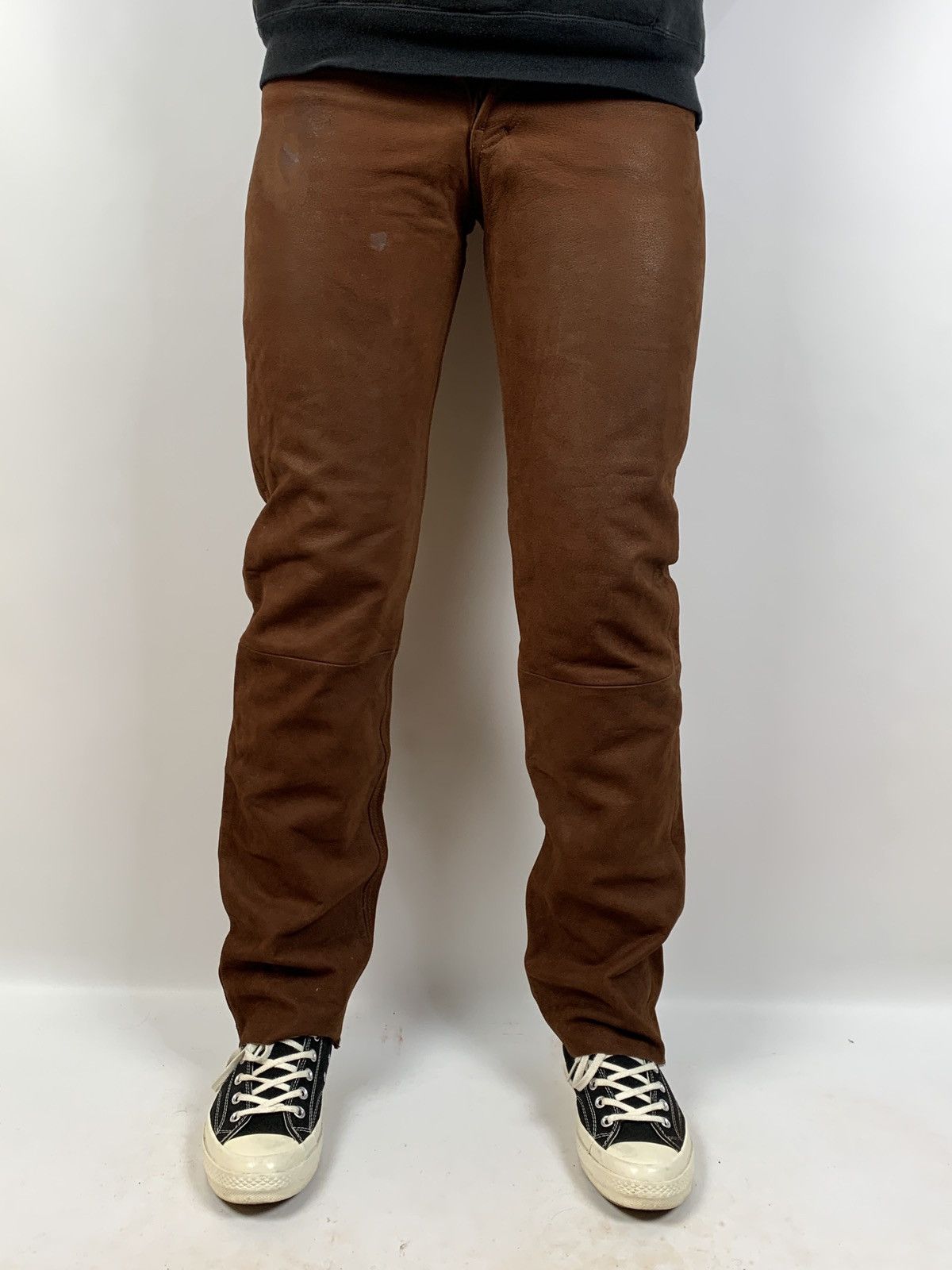 Genuine Leather Vintage Genuine Leather Brown Biker Pants Travis Scott Style Size US 32 / EU 48 - 4 Thumbnail