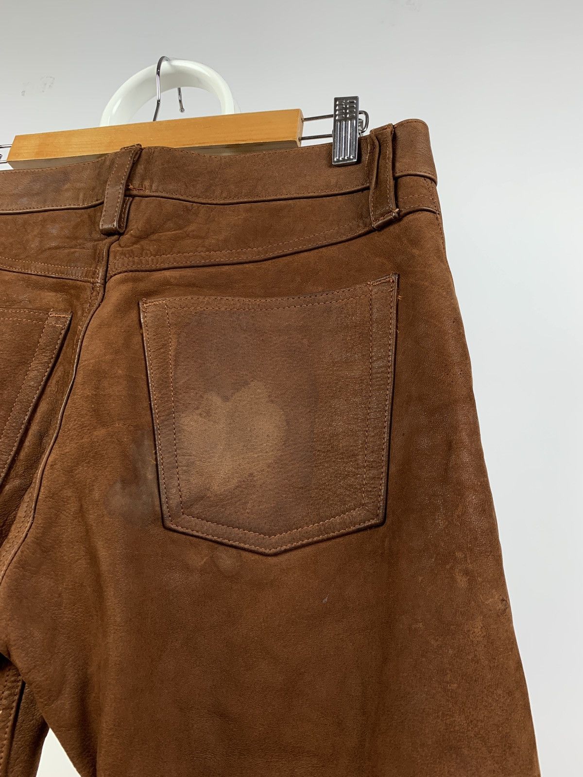 Genuine Leather Vintage Genuine Leather Brown Biker Pants Travis Scott Style Size US 32 / EU 48 - 17 Thumbnail