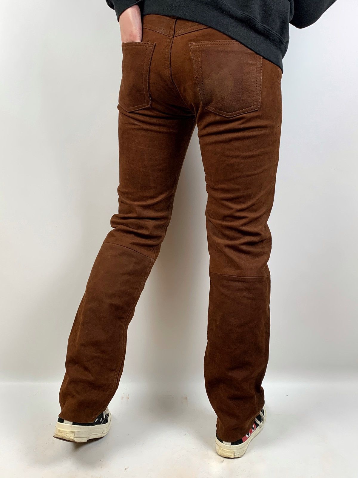 Genuine Leather Vintage Genuine Leather Brown Biker Pants Travis Scott Style Size US 32 / EU 48 - 3 Thumbnail