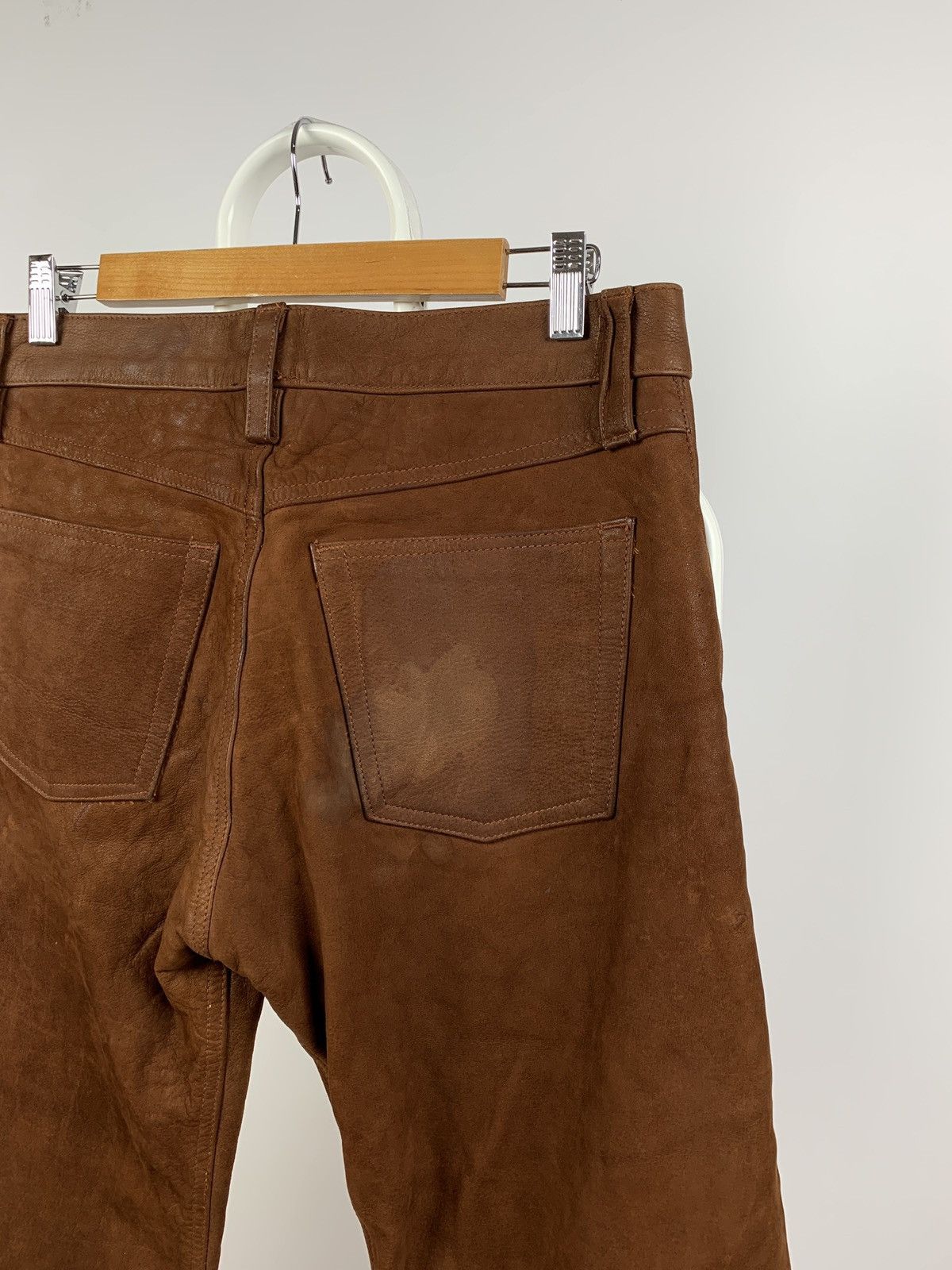 Genuine Leather Vintage Genuine Leather Brown Biker Pants Travis Scott Style Size US 32 / EU 48 - 14 Thumbnail