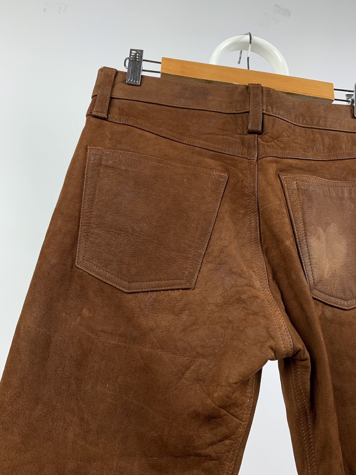 Genuine Leather Vintage Genuine Leather Brown Biker Pants Travis Scott Style Size US 32 / EU 48 - 16 Thumbnail