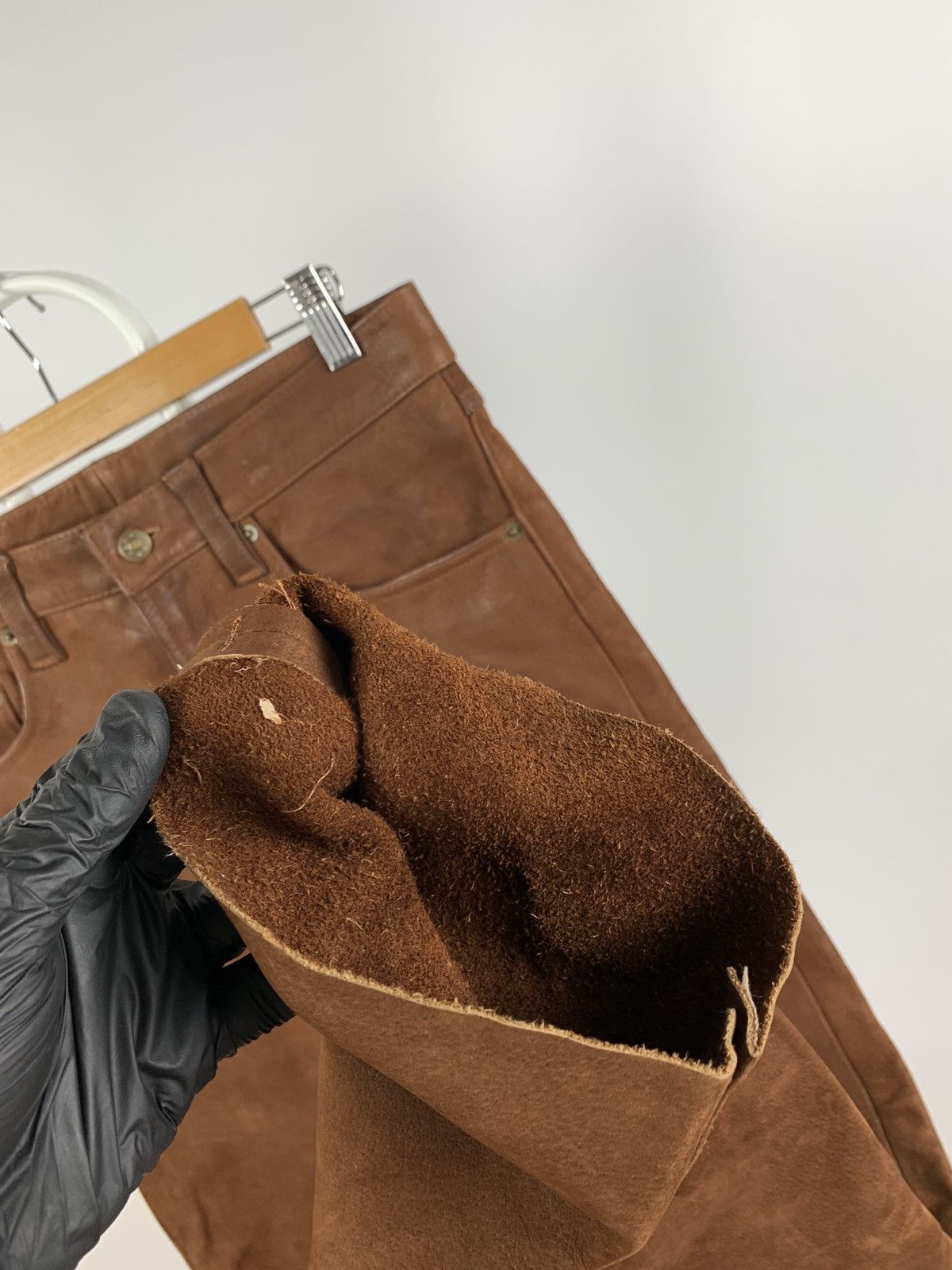 Genuine Leather Vintage Genuine Leather Brown Biker Pants Travis Scott Style Size US 32 / EU 48 - 20 Thumbnail