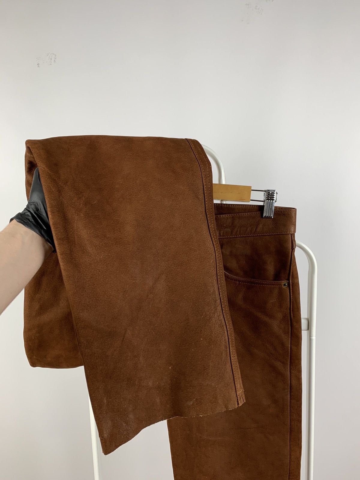Genuine Leather Vintage Genuine Leather Brown Biker Pants Travis Scott Style Size US 32 / EU 48 - 21 Thumbnail
