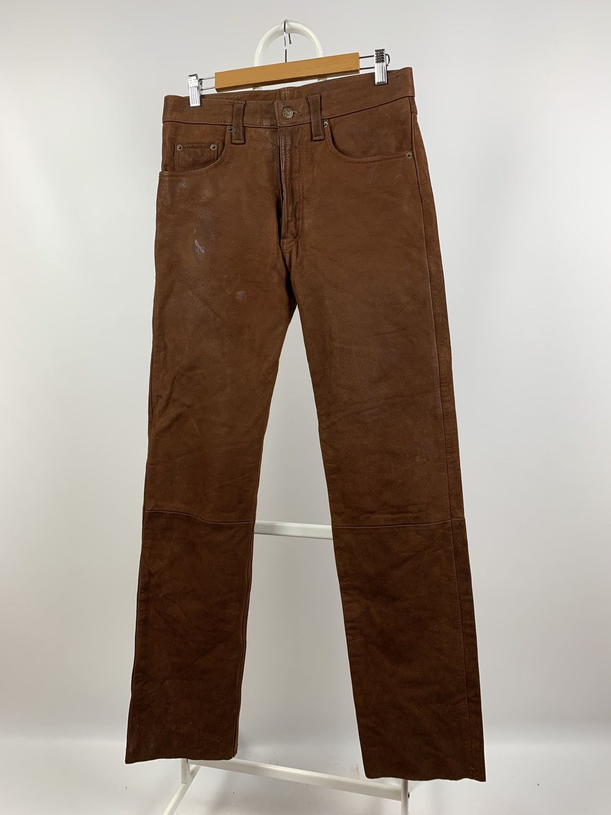 Genuine Leather Vintage Genuine Leather Brown Biker Pants Travis Scott Style Size US 32 / EU 48 - 6 Thumbnail