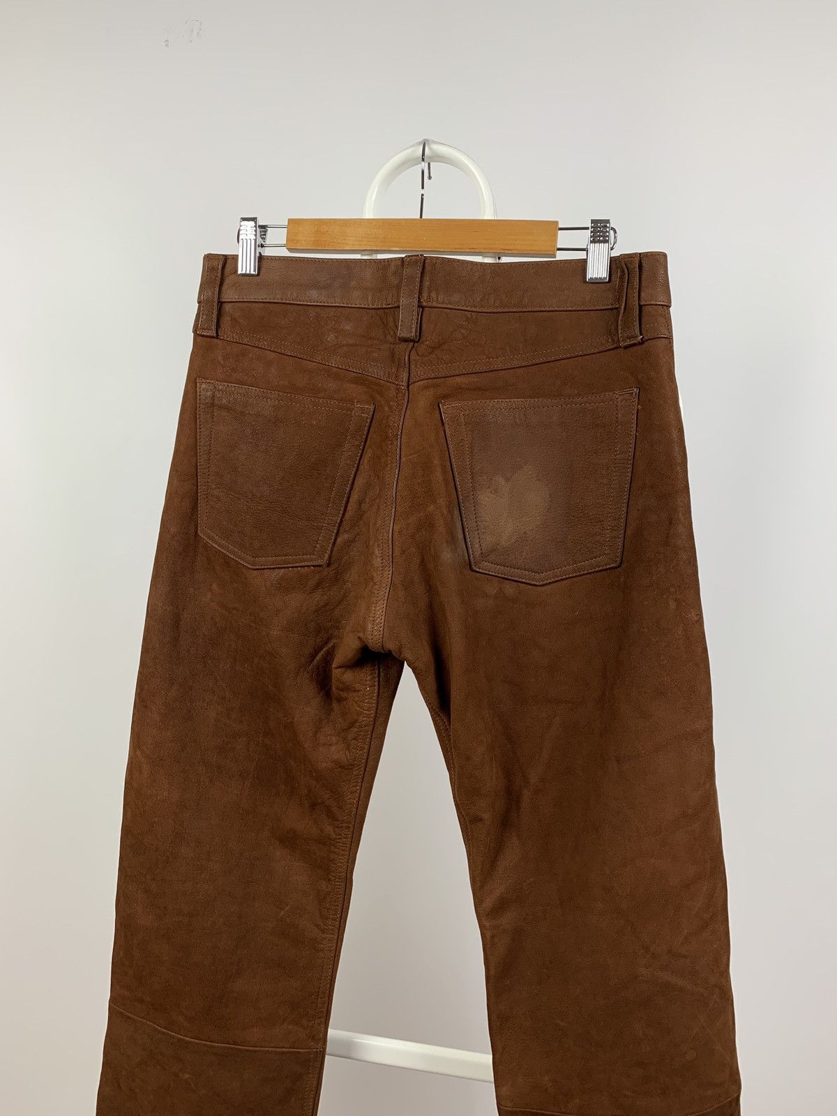 Genuine Leather Vintage Genuine Leather Brown Biker Pants Travis Scott Style Size US 32 / EU 48 - 12 Thumbnail