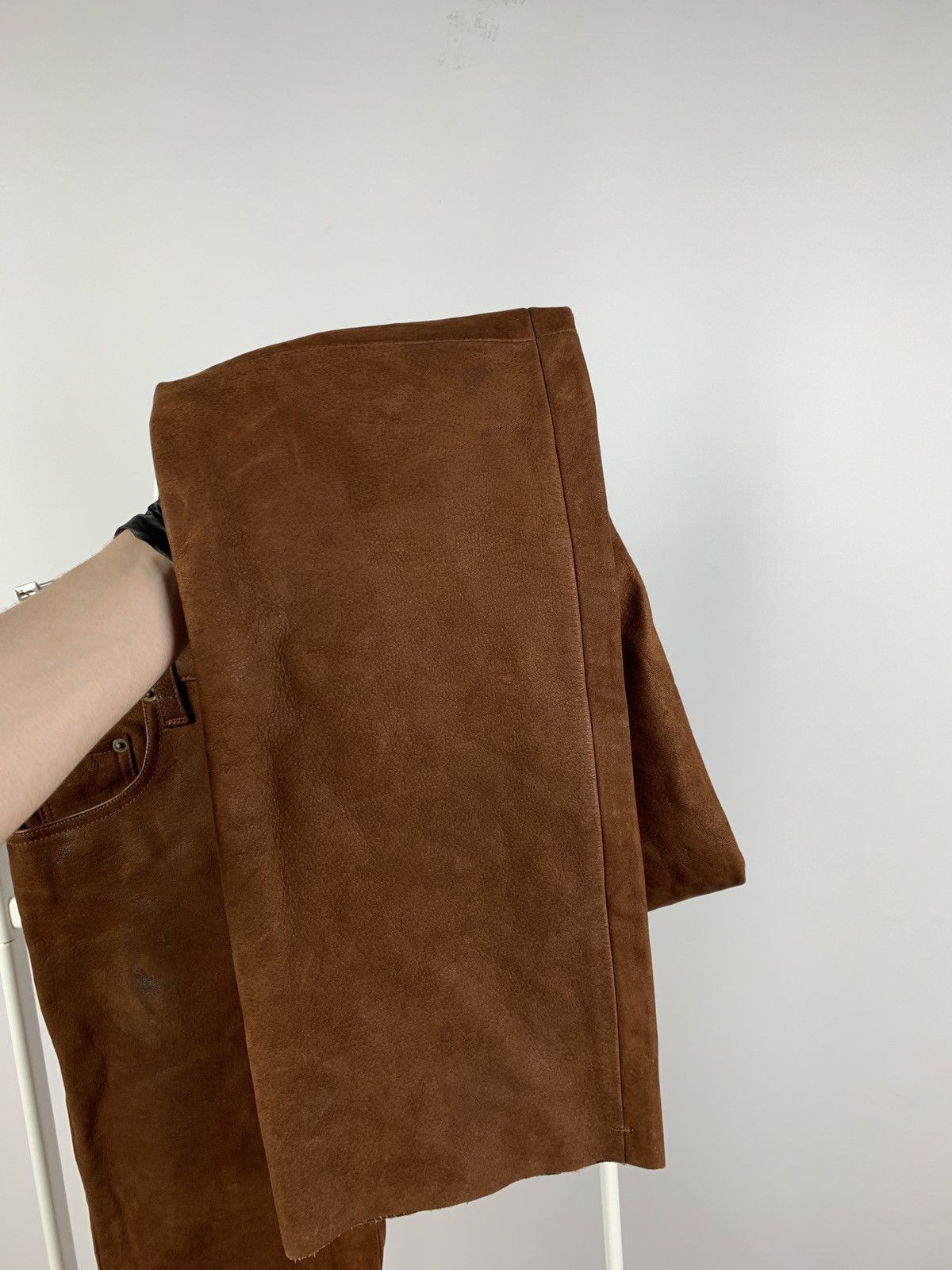 Genuine Leather Vintage Genuine Leather Brown Biker Pants Travis Scott Style Size US 32 / EU 48 - 19 Thumbnail