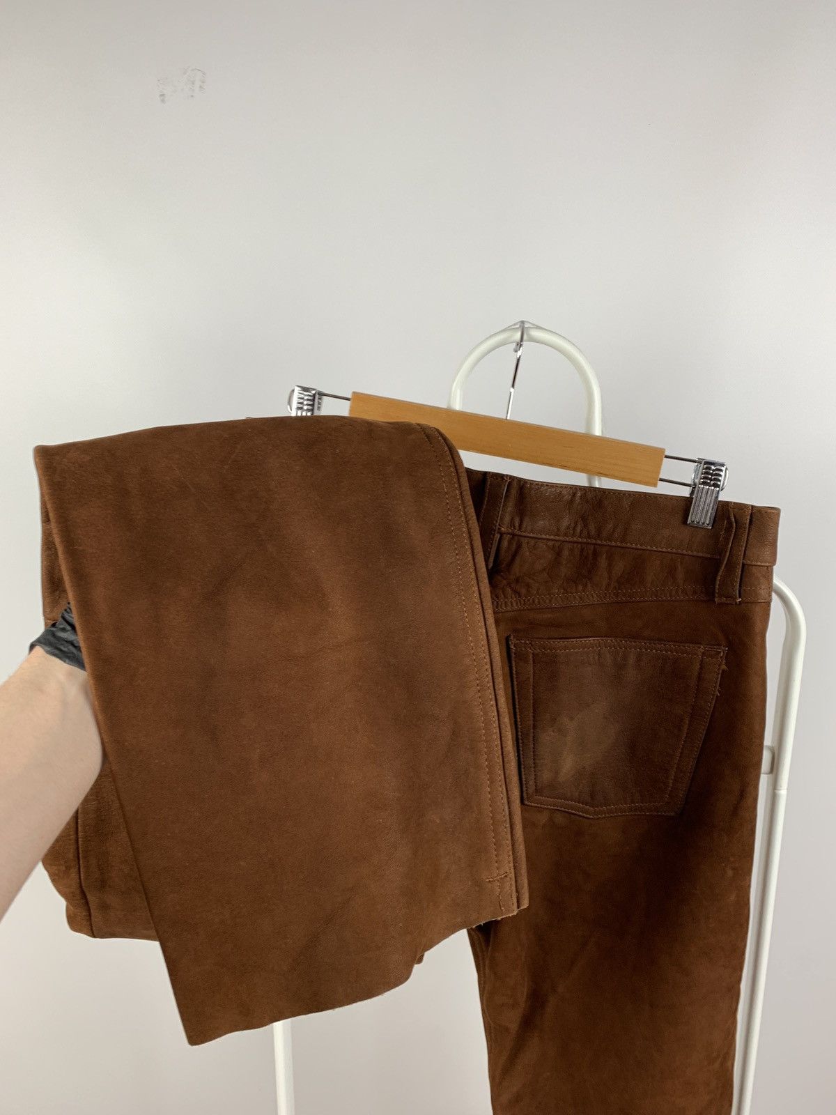 Genuine Leather Vintage Genuine Leather Brown Biker Pants Travis Scott Style Size US 32 / EU 48 - 23 Thumbnail