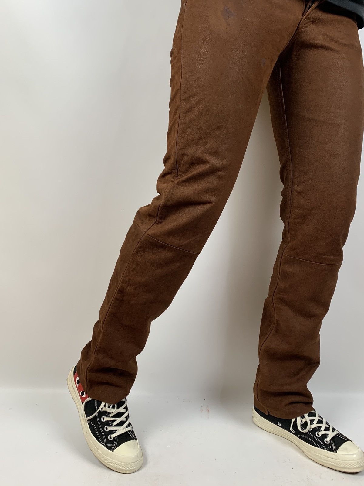 Genuine Leather Vintage Genuine Leather Brown Biker Pants Travis Scott Style Size US 32 / EU 48 - 5 Thumbnail