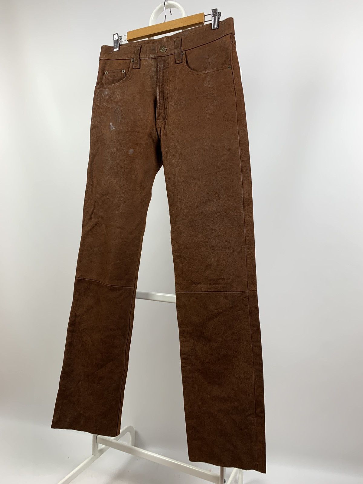 Genuine Leather Vintage Genuine Leather Brown Biker Pants Travis Scott Style Size US 32 / EU 48 - 18 Thumbnail