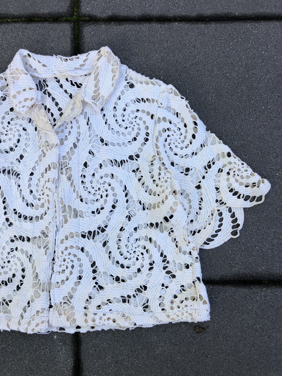 Handmade Handmade custom Lace Crochet camp collar shirt Size US L / EU 52-54 / 3 - 3 Thumbnail