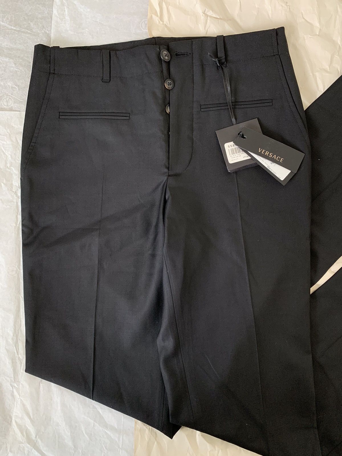 Versace Rrp $1185 (NWT) SS16 black formal gabardine trousers Size US 28 / EU 44 - 2 Thumbnail
