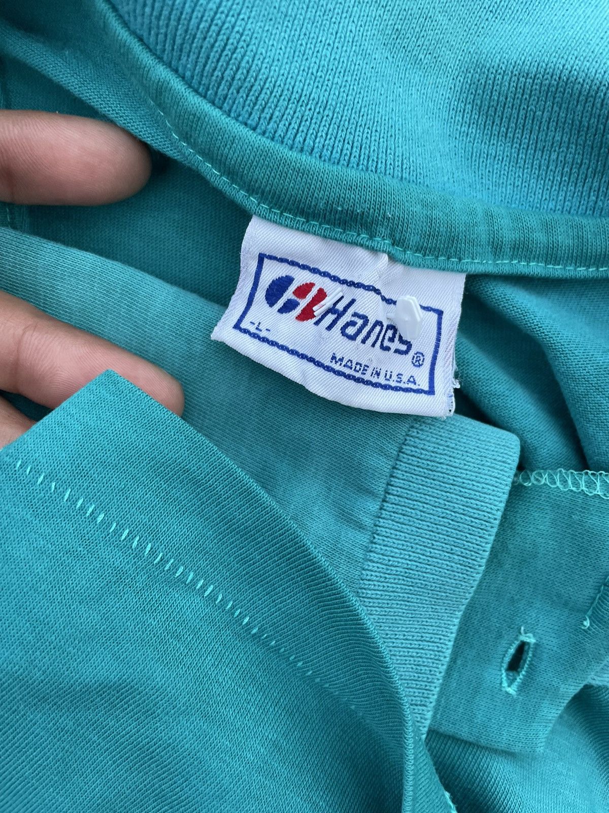 Hanes 80s Hanes Single Stitch Polo Shirt Golf Made in USA Preppy Size US L / EU 52-54 / 3 - 3 Thumbnail