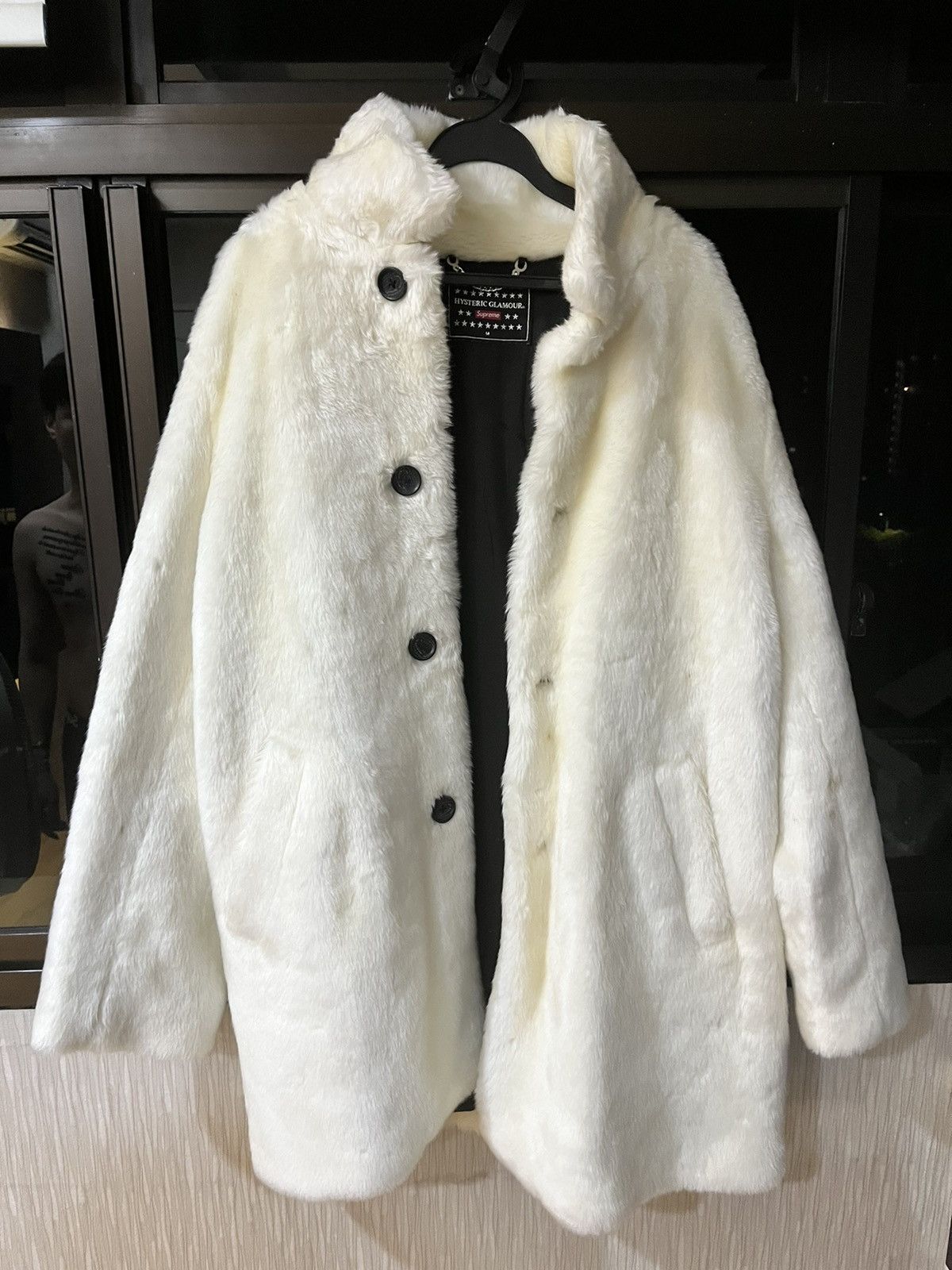 supreme hysteric glamour fuck you faux fur coat