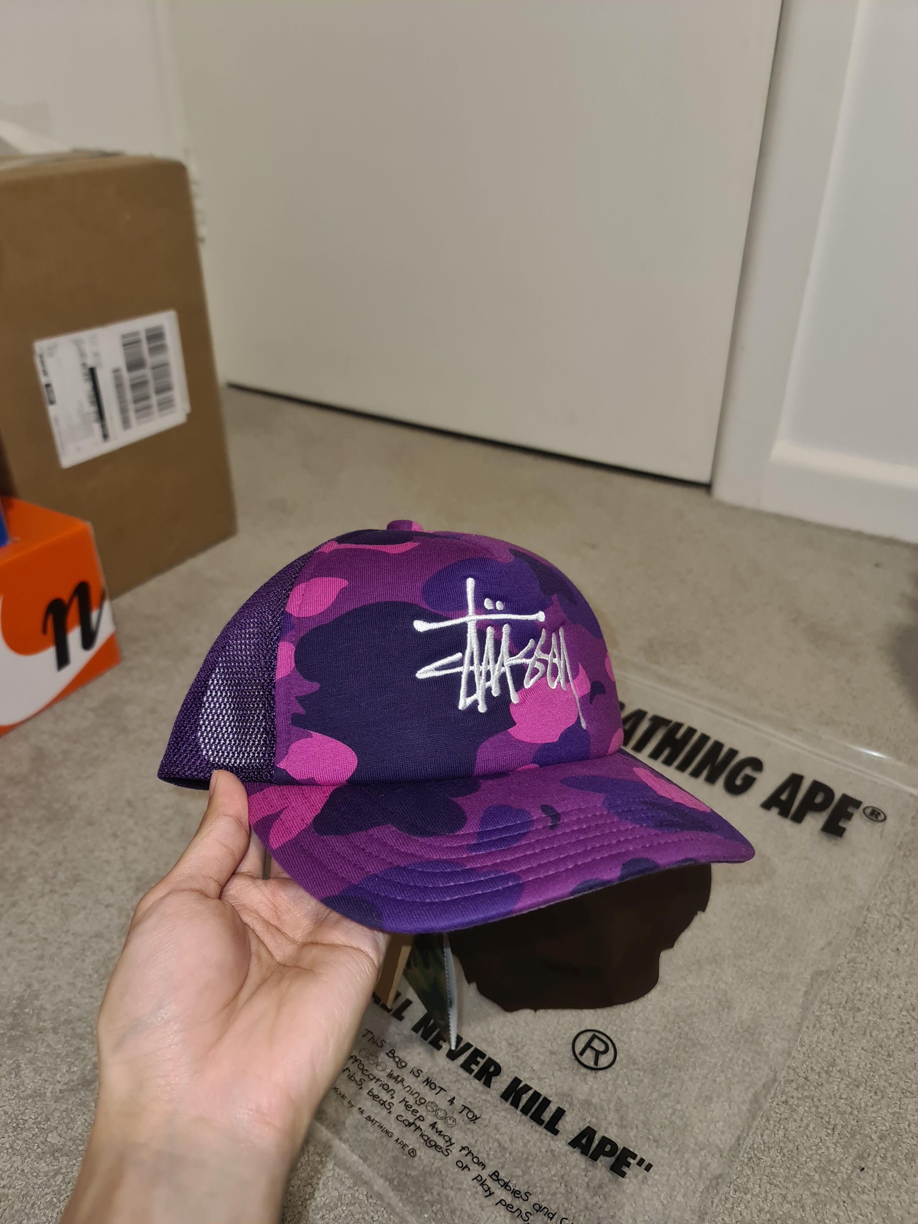 Bape Bape x Stussy Camo Trucker Cap Size ONE SIZE - 2 Thumbnail