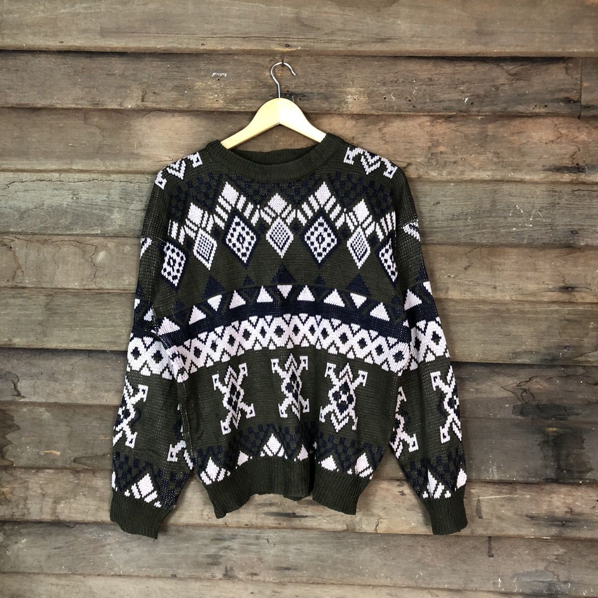 Japanese Brand Royal Seimi Navajo Grey Knit sweater #6799 Size US M / EU 48-50 / 2 - 1 Thumbnail
