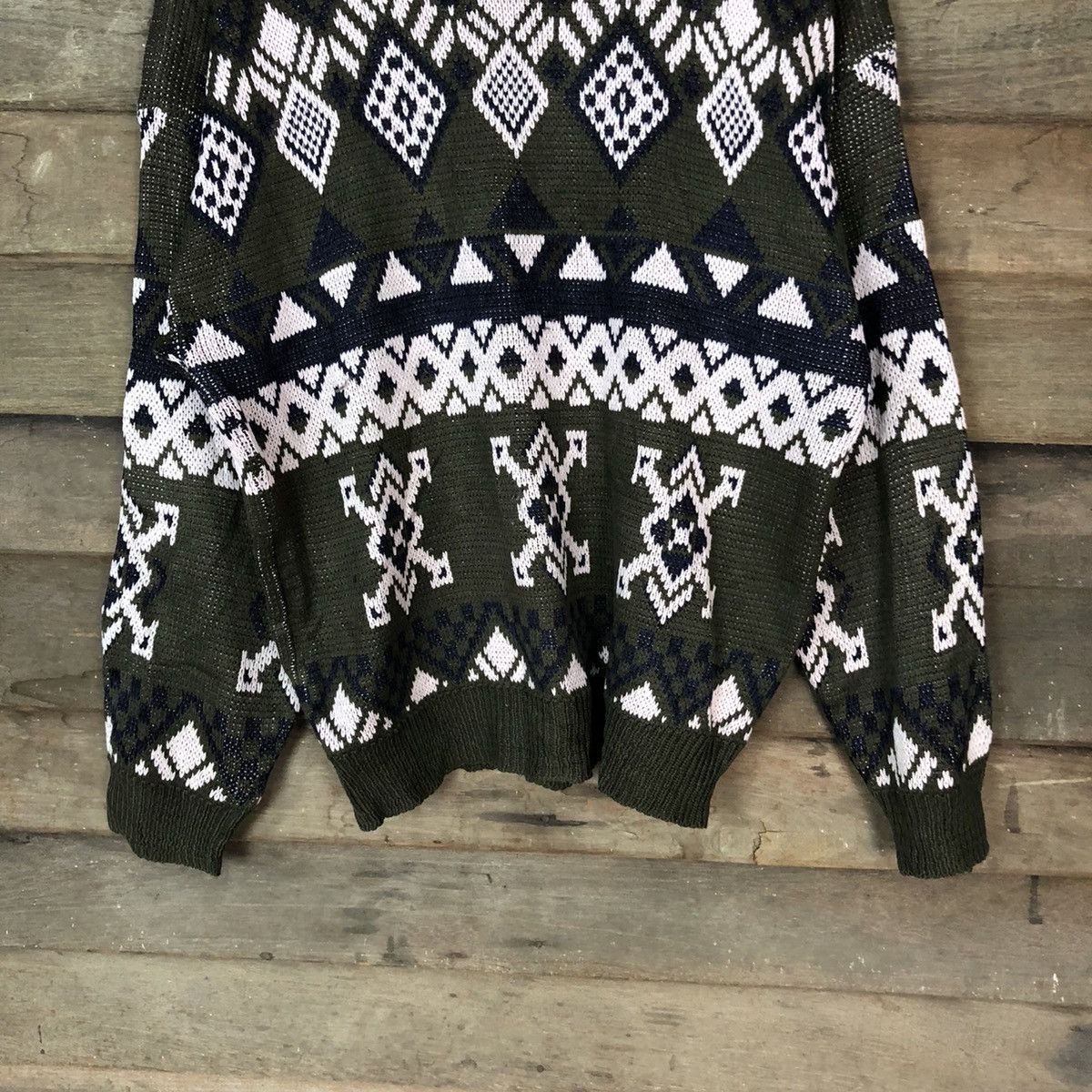 Japanese Brand Royal Seimi Navajo Grey Knit sweater #6799 Size US M / EU 48-50 / 2 - 3 Thumbnail