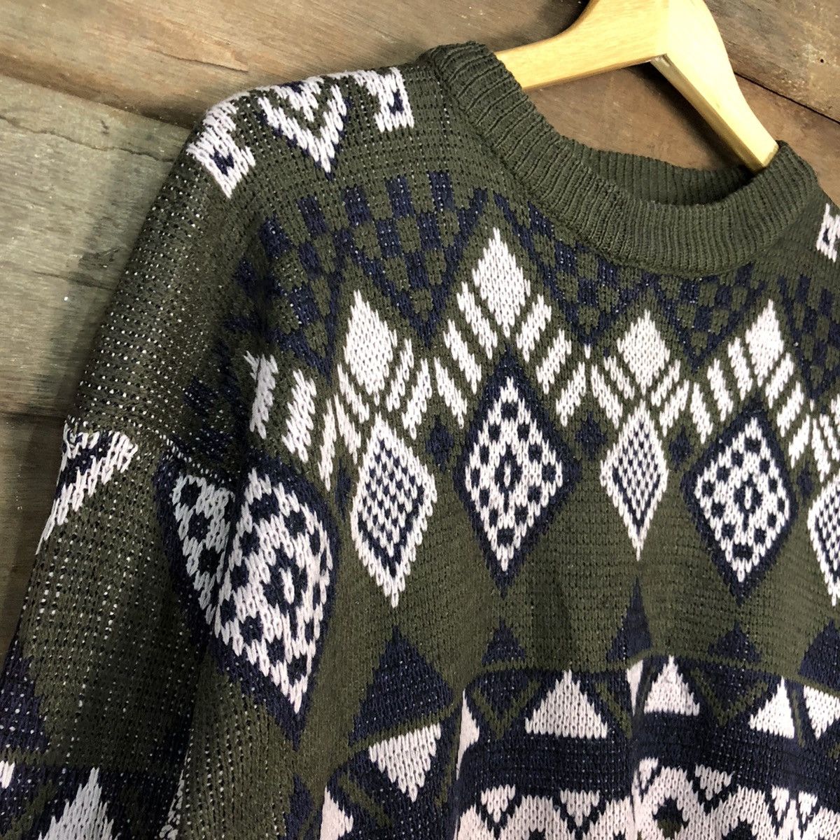 Japanese Brand Royal Seimi Navajo Grey Knit sweater #6799 Size US M / EU 48-50 / 2 - 6 Thumbnail