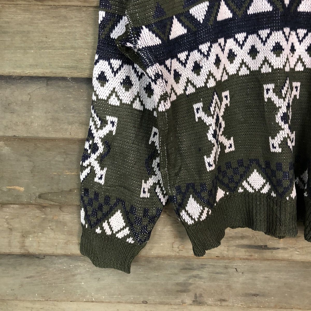 Japanese Brand Royal Seimi Navajo Grey Knit sweater #6799 Size US M / EU 48-50 / 2 - 4 Thumbnail