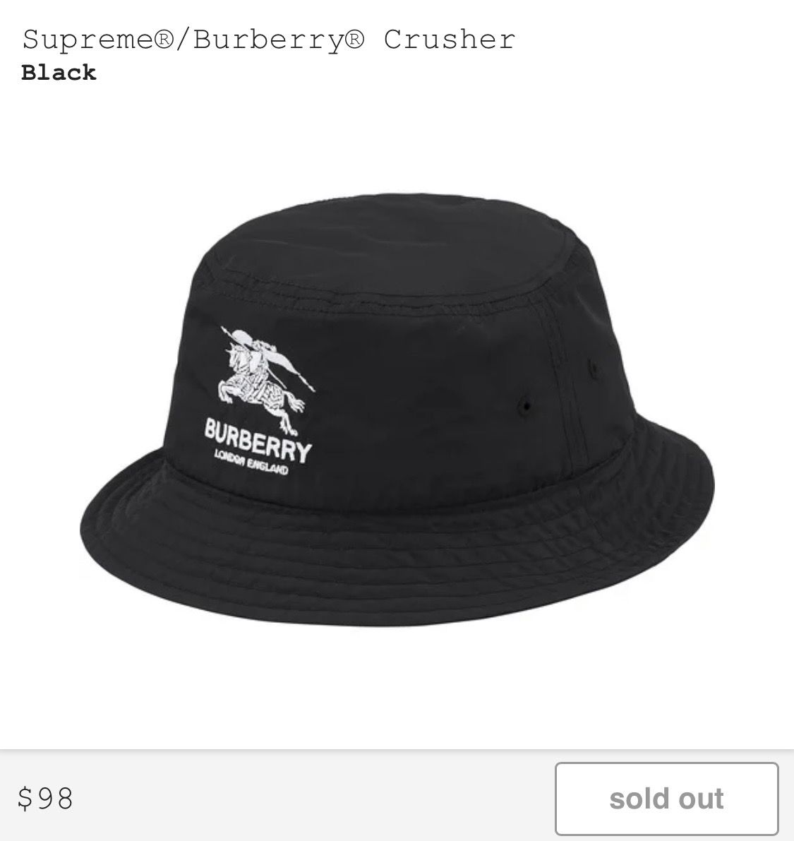 Supreme Supreme Burberry Crusher Bucket Hat Black | Grailed