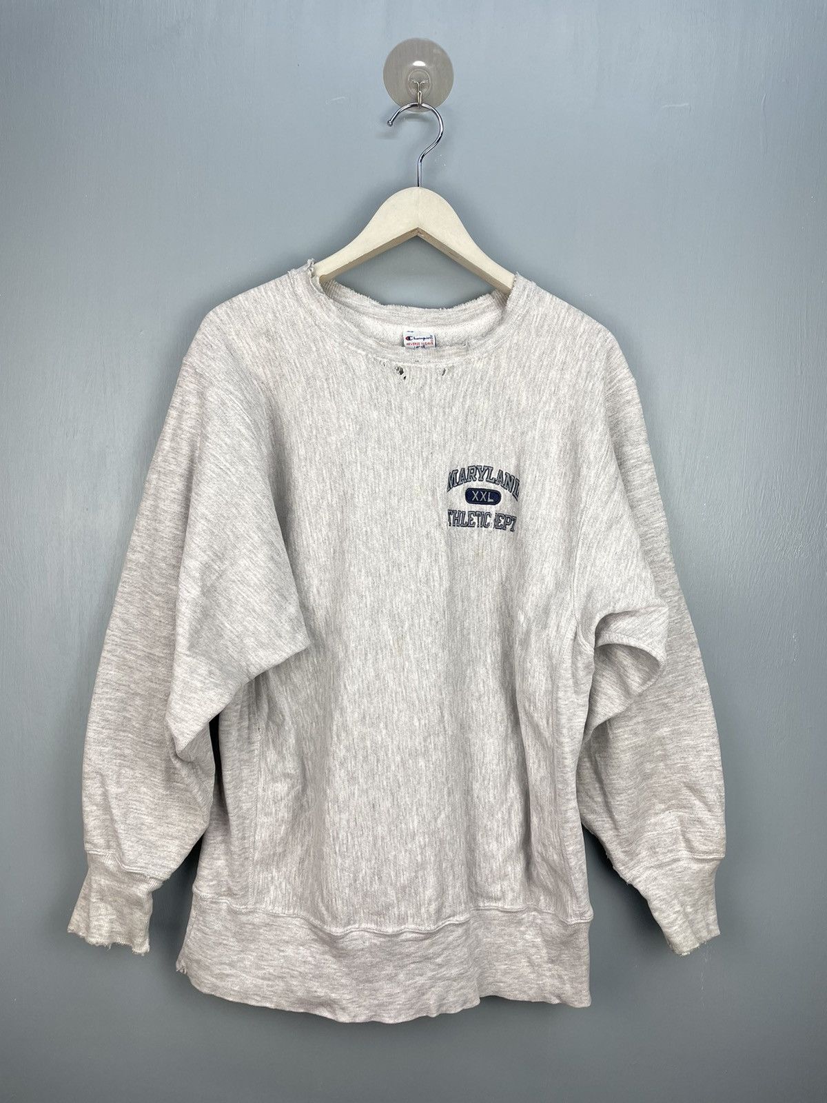 Champion Vintage 90s Champion Reverse weave distress sweatshirt Size US L / EU 52-54 / 3 - 1 Thumbnail
