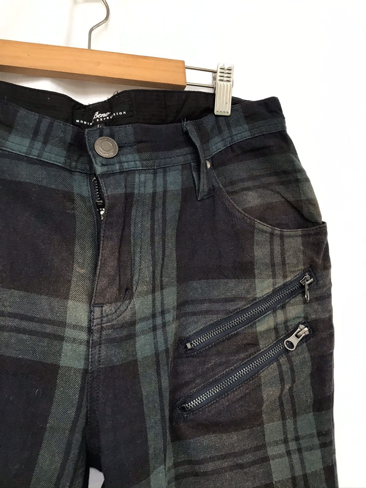 Japanese Brand × Vintage Beno Modern 7 Pocket Plaid Tartan Bikers Casual Pants Size US 32 / EU 48 - 5 Thumbnail