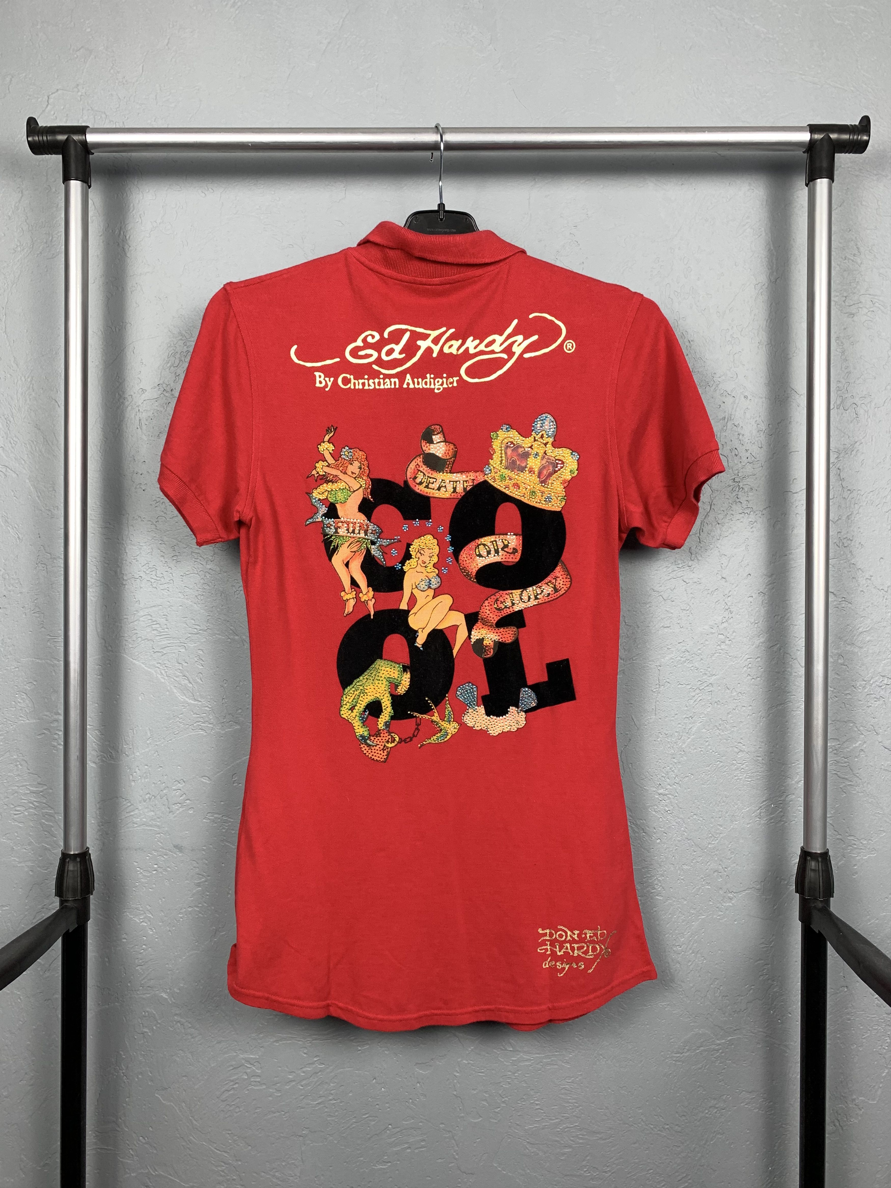 Christian Audigier × Ed Hardy × Vintage Ed Hardy by Christian Audigier Womens Polo Shirt Size ONE SIZE - 1 Thumbnail