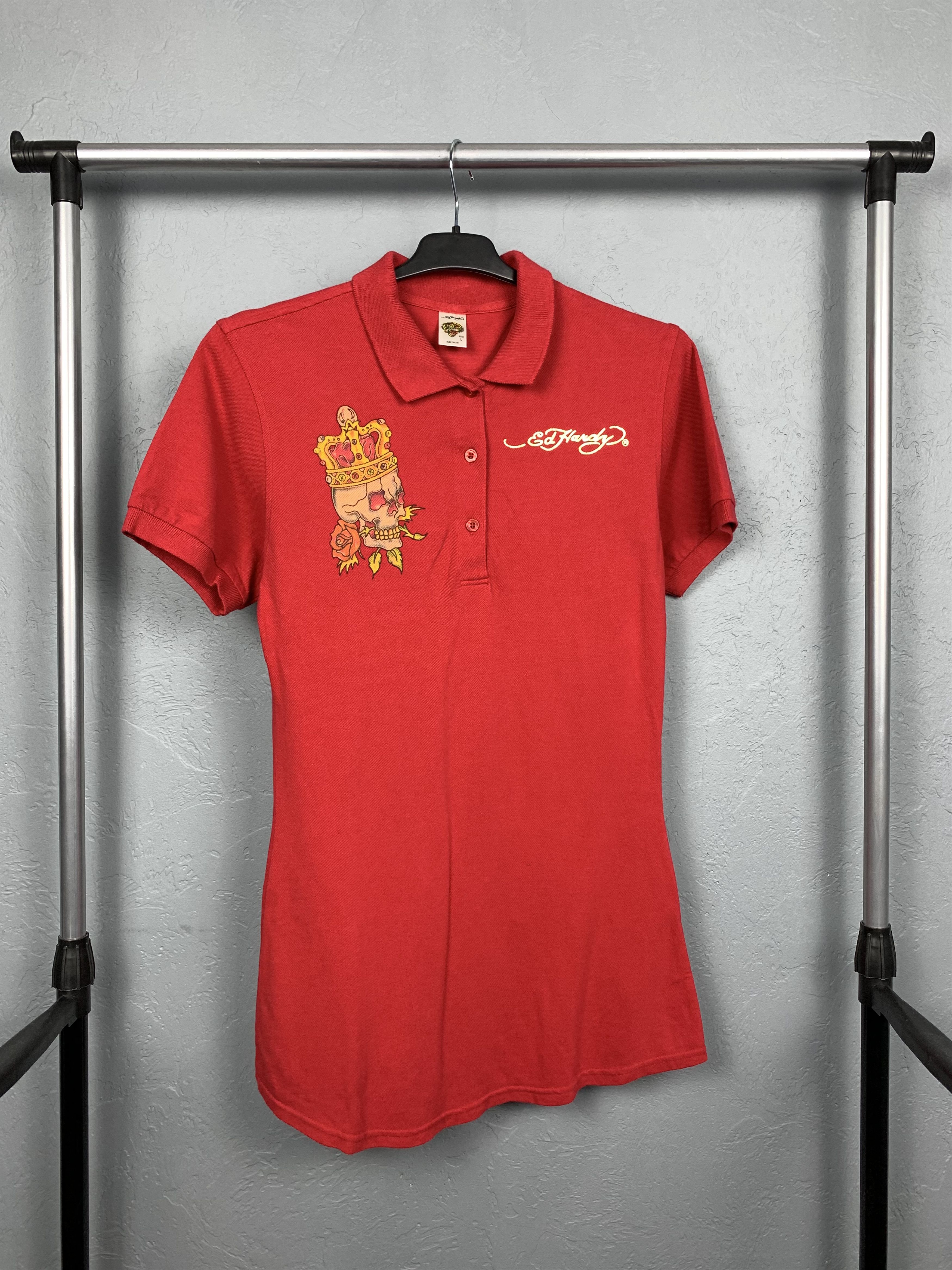 Christian Audigier × Ed Hardy × Vintage Ed Hardy by Christian Audigier Womens Polo Shirt Size ONE SIZE - 2 Thumbnail