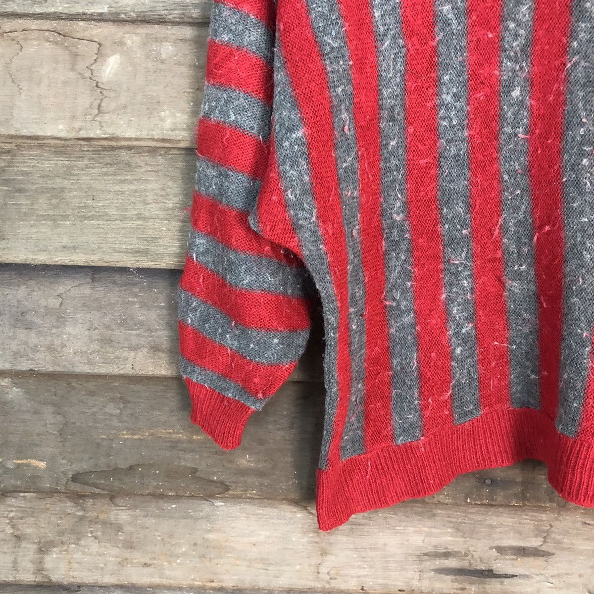 Homespun Knitwear Decade Red Stripe Knitwear mohair #H086 Size US XS / EU 42 / 0 - 4 Thumbnail