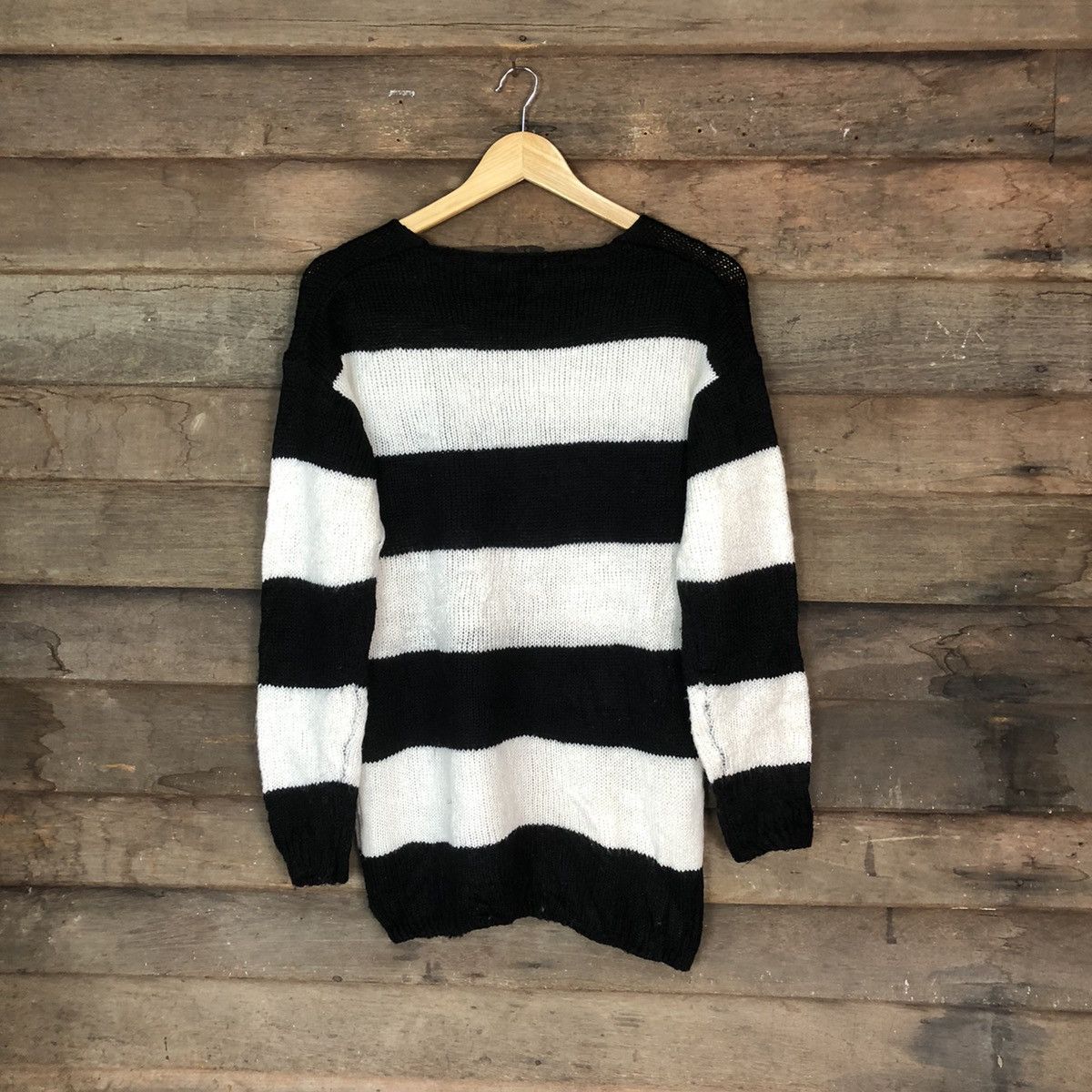 Homespun Knitwear Gal Star Stripe White Black Knitwear #H081 Size US M / EU 48-50 / 2 - 9 Thumbnail