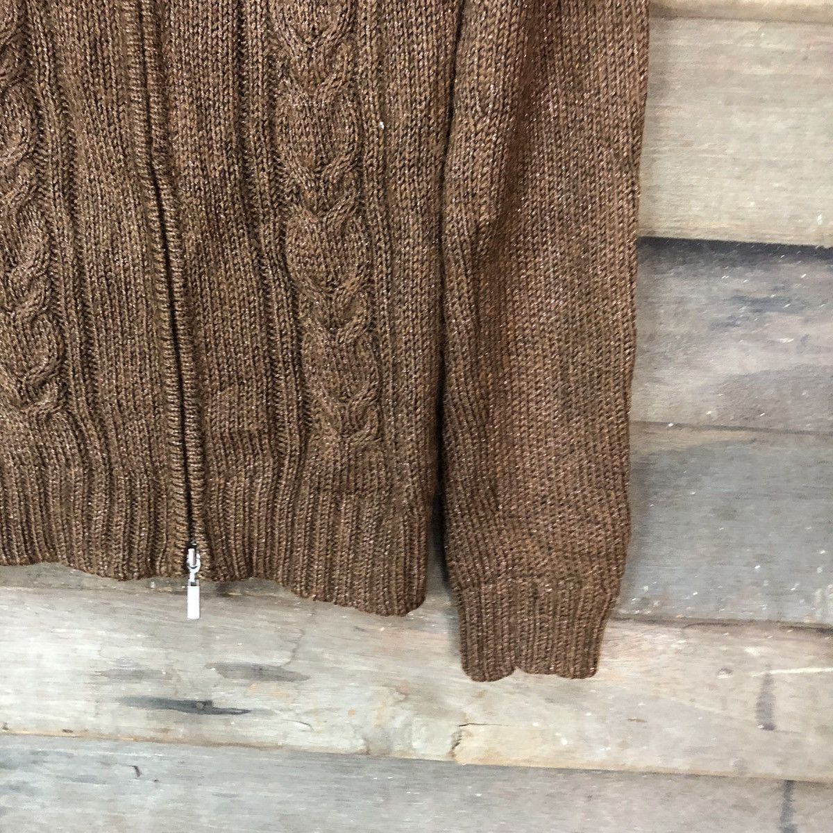 Aran Isles Knitwear × Michel Klein Michel Klein Brown cable Knitwear cardigan#6808 Size XS / US 0-2 / IT 36-38 - 5 Thumbnail