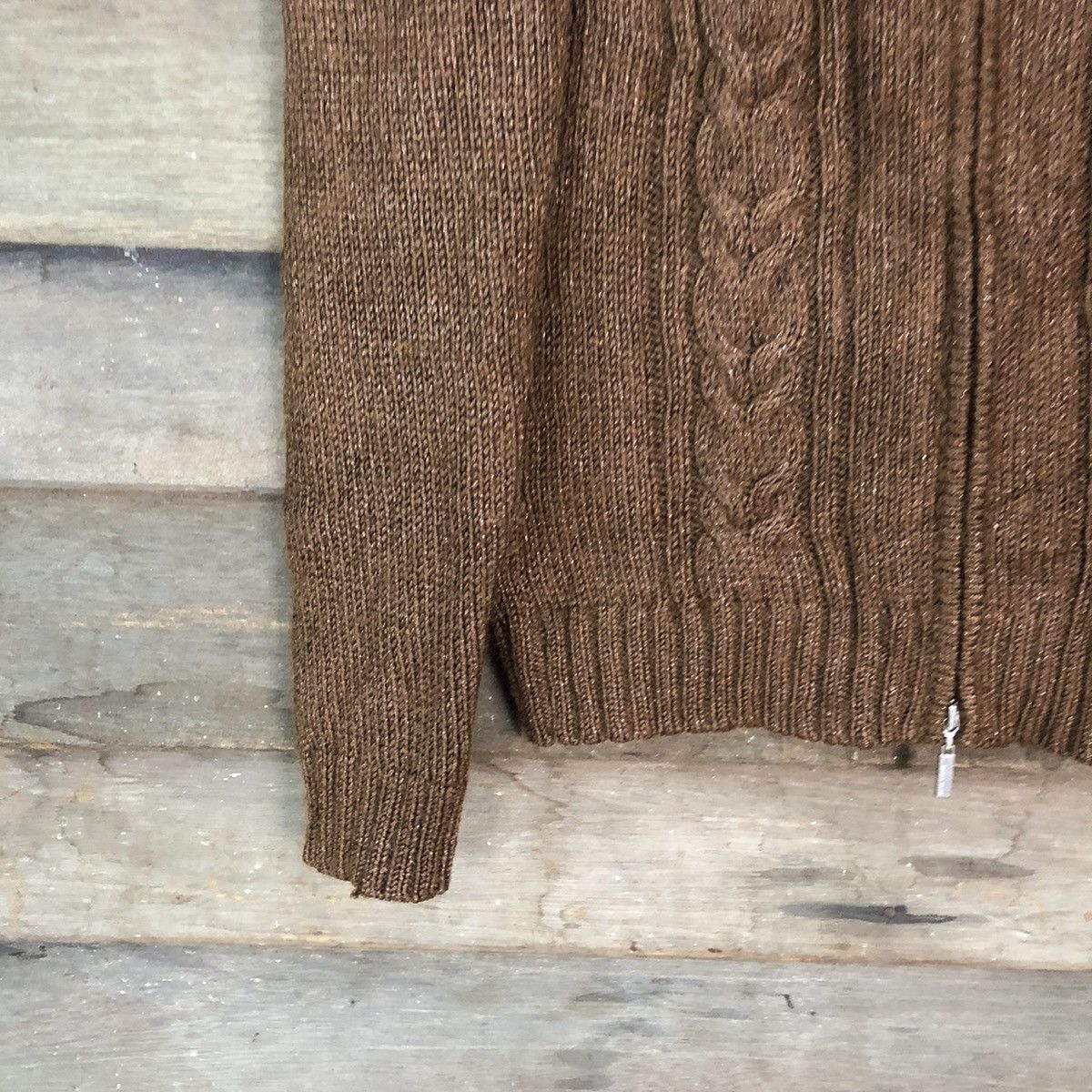 Aran Isles Knitwear × Michel Klein Michel Klein Brown cable Knitwear cardigan#6808 Size XS / US 0-2 / IT 36-38 - 4 Thumbnail