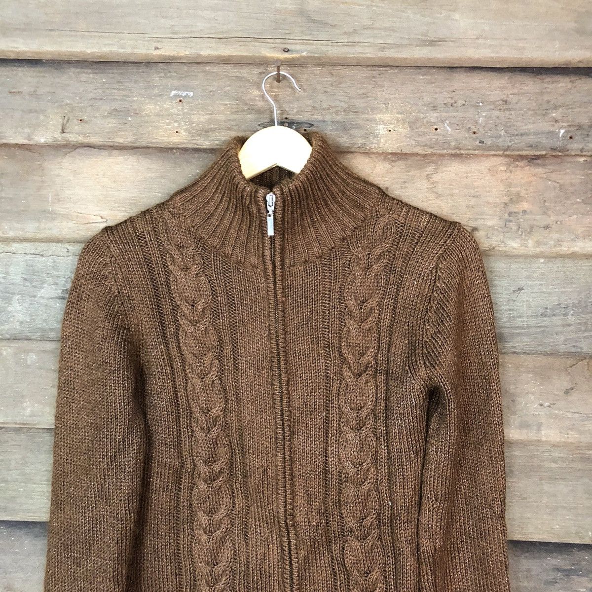 Aran Isles Knitwear × Michel Klein Michel Klein Brown cable Knitwear cardigan#6808 Size XS / US 0-2 / IT 36-38 - 2 Thumbnail