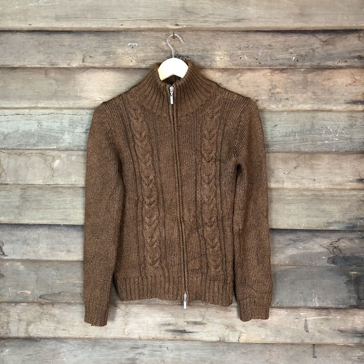 Michel Klein Brown cable Knitwear cardigan#6808