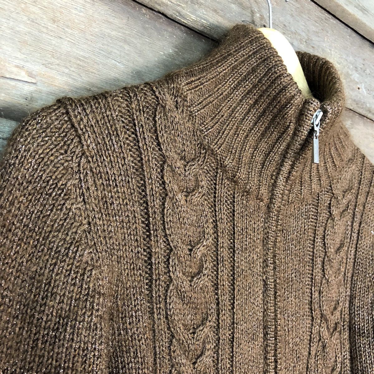 Aran Isles Knitwear × Michel Klein Michel Klein Brown cable Knitwear cardigan#6808 Size XS / US 0-2 / IT 36-38 - 6 Thumbnail